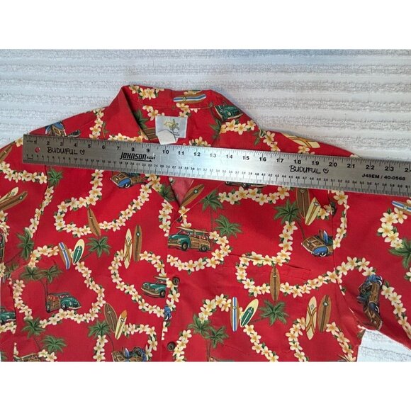 Ho Aloha Men's Hawaiian Floral Button Down Shirt Short Sleeve Red Size Large - Picture 4 of 6